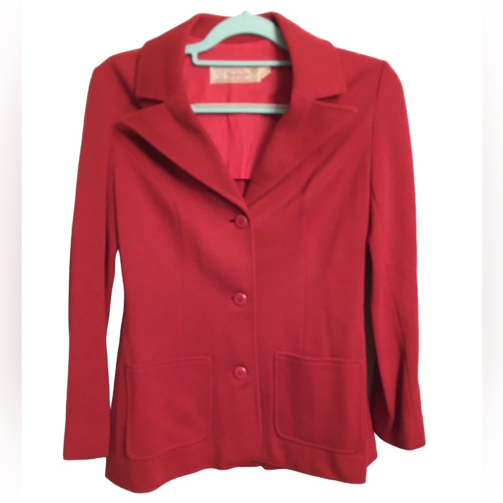 Vintage Young Pendleton Red Virgin Wool Blazer Size 9/10 Ladies Small